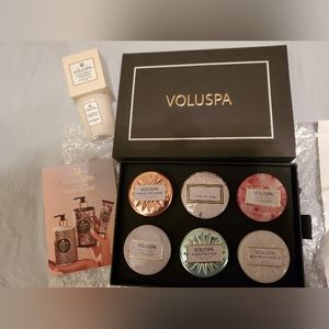 Voluspa 6 piece set  Candle Set / Mini Coconut/ Sample Hand Cream